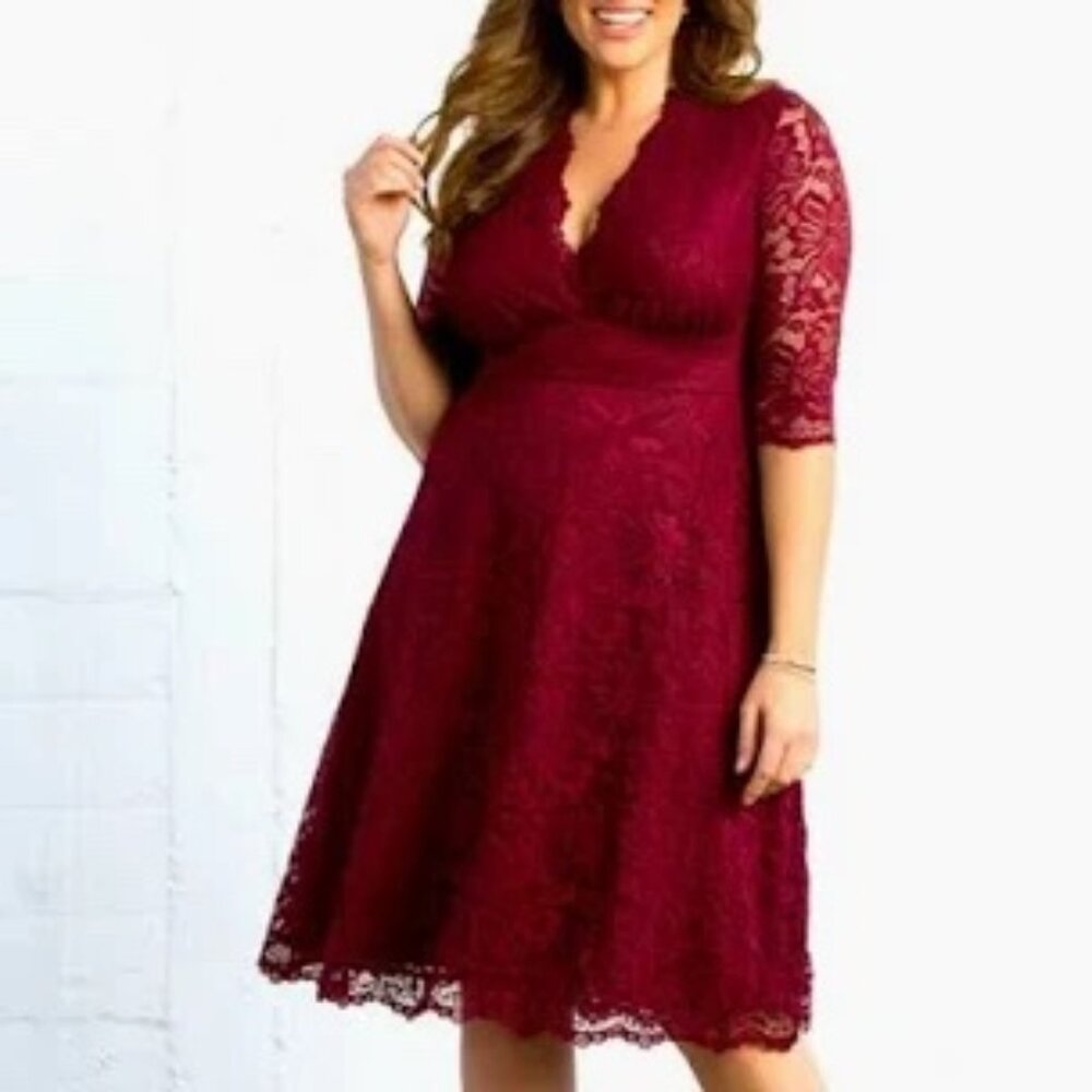 Kiyonna Womens Special Occasion Lace Coctail dress